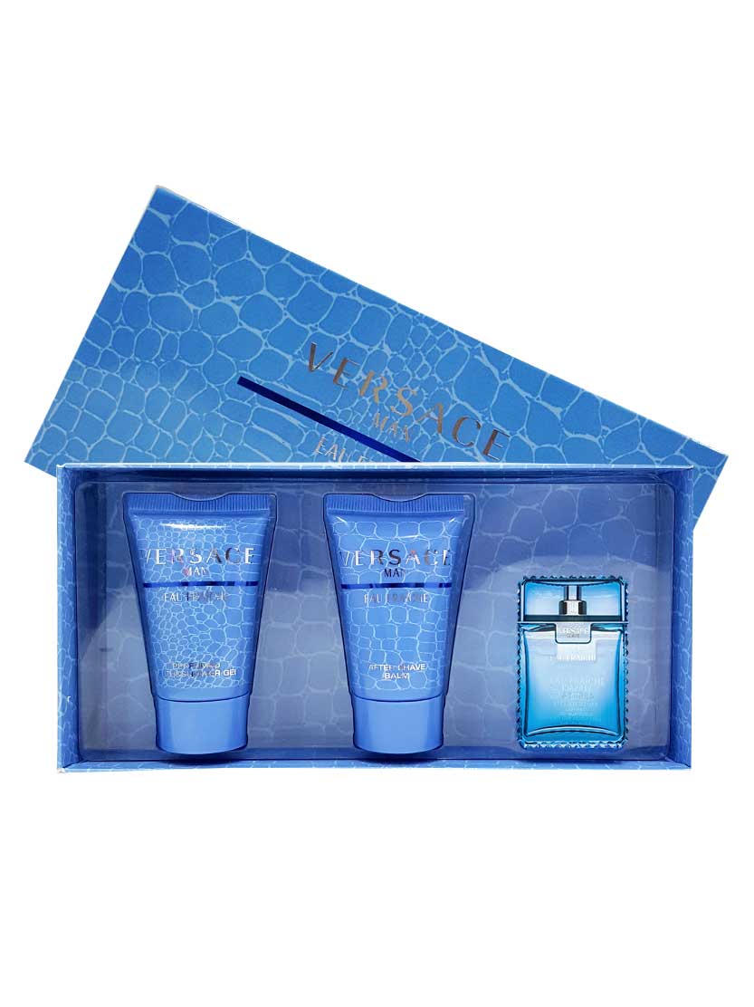 Eau Fraiche Miniature Gift Set for Men (edT 5ml + Perfumed Bath and Shower Gel 25ml + After Shave Balm 25ml) by Versace